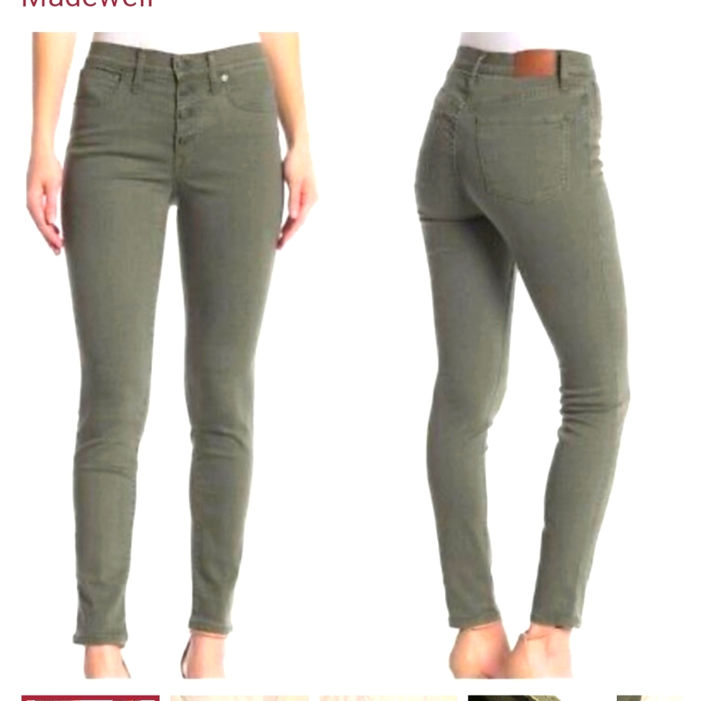 🦋Madewell green high rise skinny jeans